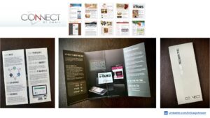 Connect by Email designs and photos of marketing brochure